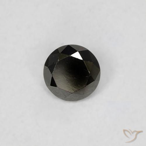 Diamante Negro natural de 0.09 ct, Redondo, Opaco