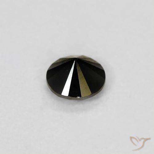 Diamante Negro natural de 0.09 ct, Redondo, Opaco