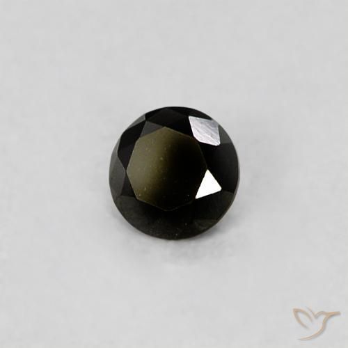 Diamante Negro natural de 0.09 ct, Redondo, Opaco