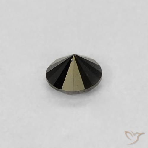 Diamante Negro natural de 0.09 ct, Redondo, Opaco