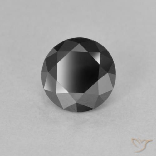 Diamante Negro natural de 0.85 ct, Redondo, Opaco