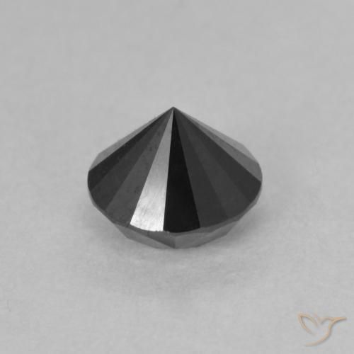 Diamante Negro natural de 0.85 ct, Redondo, Opaco