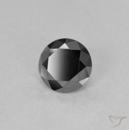 Diamante Negro natural de 0.55 ct, Redondo, Opaco