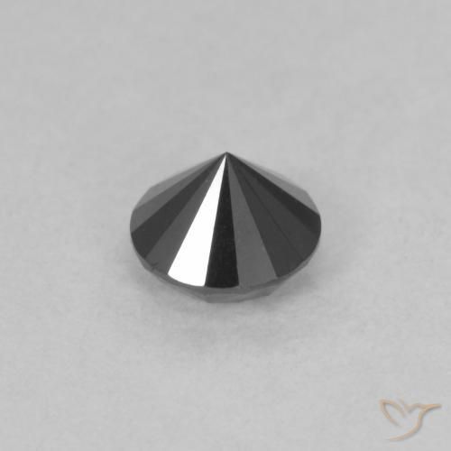 Diamante Negro natural de 0.55 ct, Redondo, Opaco