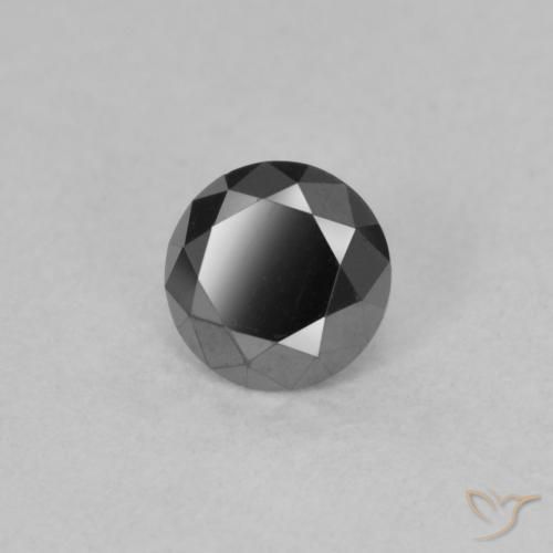 Diamante Negro natural de 0.52 ct, Redondo, Opaco