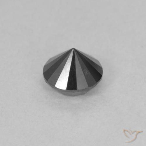 Diamante Negro natural de 0.52 ct, Redondo, Opaco
