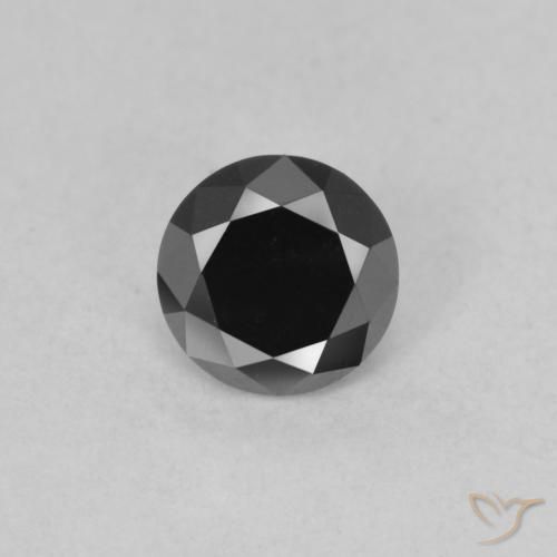0.59ct Natural Negro Diamante, Redondo, Opaco
