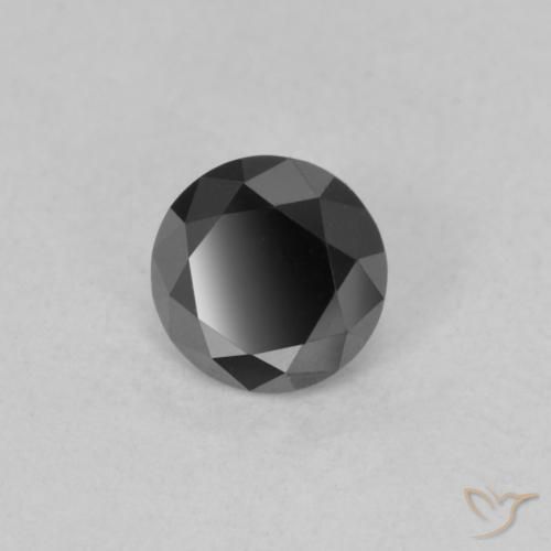 Diamante Negro natural de 0.59 ct, Redondo, Opaco