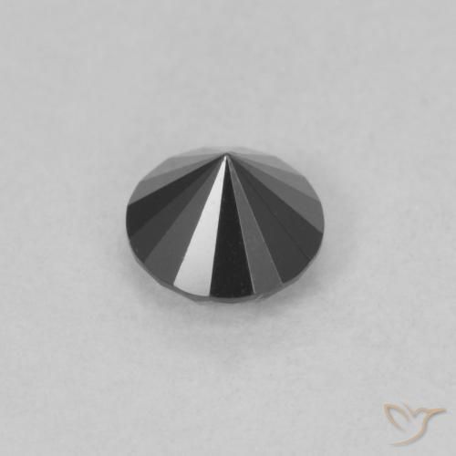 Diamante Negro natural de 0.59 ct, Redondo, Opaco