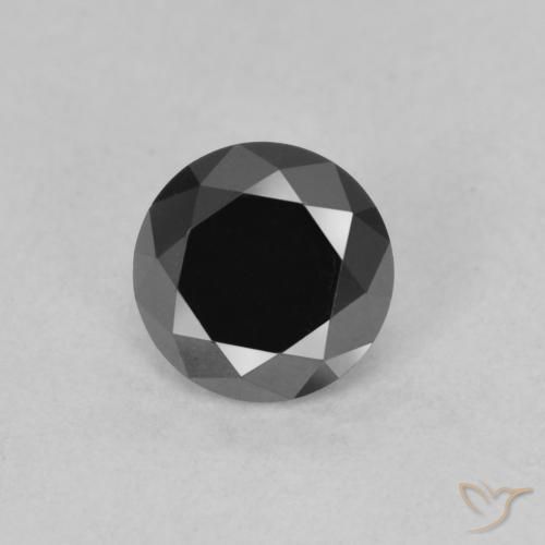 0.78ct Natural Negro Diamante, Redondo, Opaco