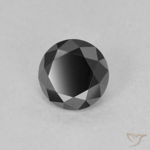 Diamante Negro natural de 0.78 ct, Redondo, Opaco