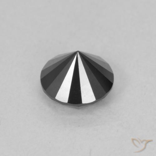Diamante Negro natural de 0.78 ct, Redondo, Opaco