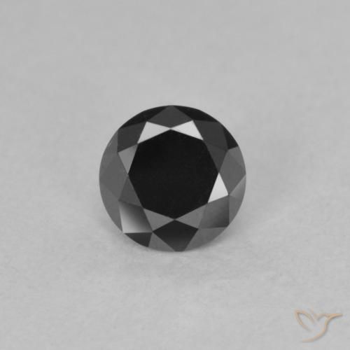 0.57ct Natural Negro Diamante, Redondo, Opaco