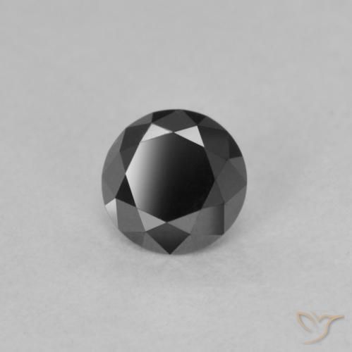Diamante Negro natural de 0.57 ct, Redondo, Opaco