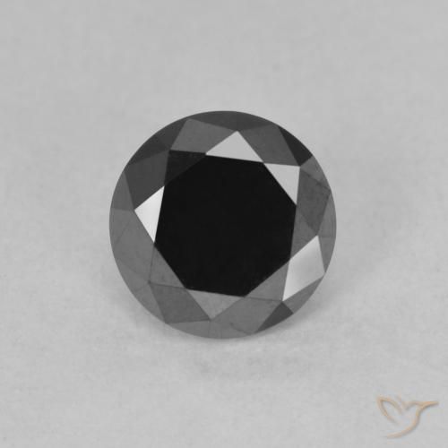 Diamante negro natural de 0,95 ct, corte redondo, opaco