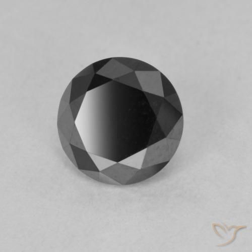 Diamante negro natural de 0,95 ct, corte redondo, opaco