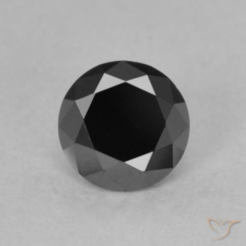Diamante Negro natural de 0.59 ct, Redondo, Opaco