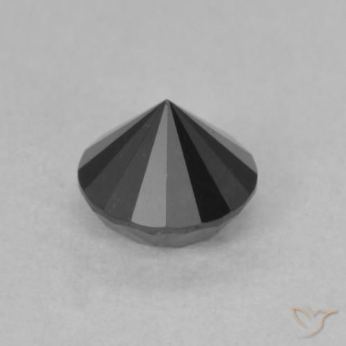 Diamante Negro natural de 0.59 ct, Redondo, Opaco
