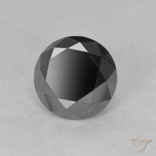 Diamante Negro natural de 0.85 ct, Redondo, Opaco