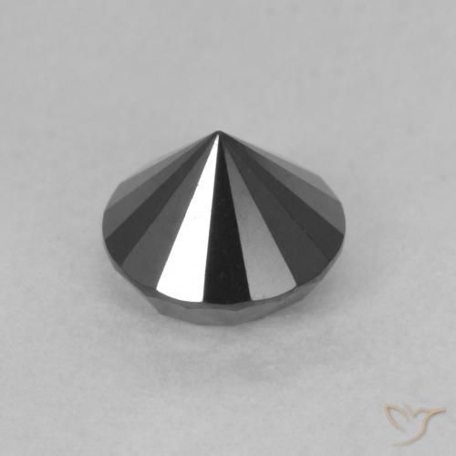 Diamante Negro natural de 0.85 ct, Redondo, Opaco