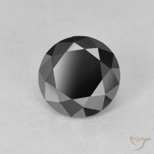 Diamante Negro natural de 0.80 ct, Redondo, Opaco