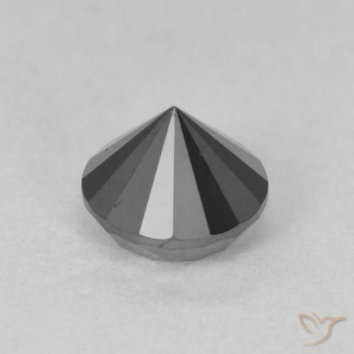 Diamante Negro natural de 0.80 ct, Redondo, Opaco