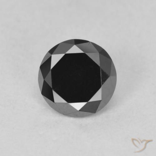 Diamante Negro natural de 0.61 ct, Corte Redondo, Opaco
