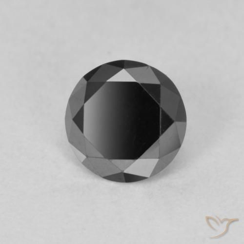 Diamante Negro natural de 0.61 ct, Corte Redondo, Opaco