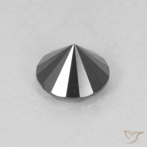 Diamante Negro natural de 0.61 ct, Corte Redondo, Opaco