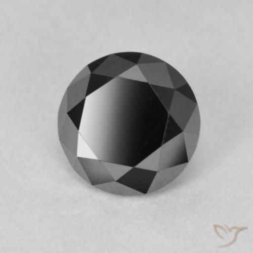 Diamante Negro natural de 0.88 ct, Redondo, Opaco