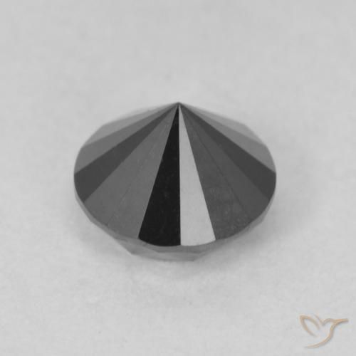 Diamante Negro natural de 0.88 ct, Redondo, Opaco