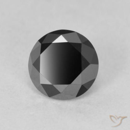 Diamante Negro natural de 0.80 ct, Redondo, Opaco