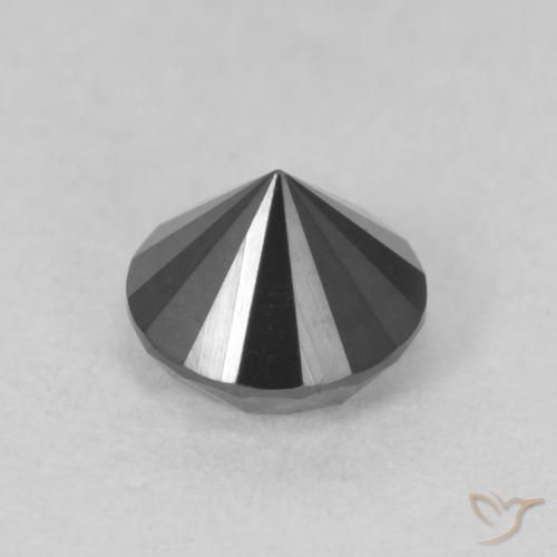 Diamante Negro natural de 0.80 ct, Redondo, Opaco