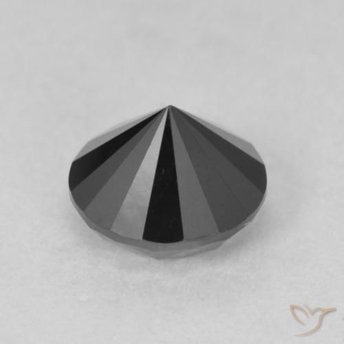 Diamante Negro natural de 0.91 ct, Redondo, Opaco