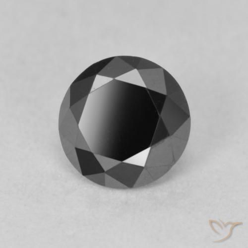 Diamante Negro natural de 0.78 ct, Redondo, Opaco