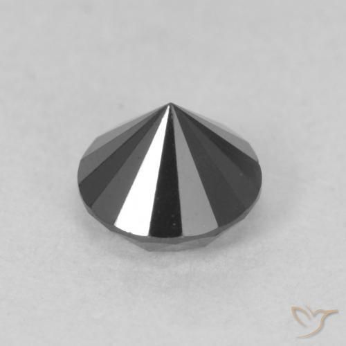 Diamante Negro natural de 0.78 ct, Redondo, Opaco