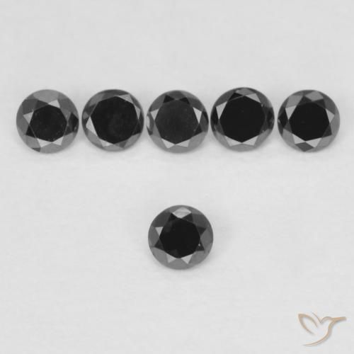 0.05ct Natural Negro Diamante, Redondo, Opaco