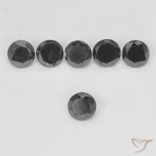 Diamante Negro natural de 0.05 ct, Redondo, Opaco
