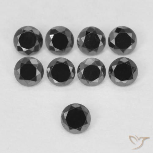 0.03ct Natural Negro Diamante, Redondo, Opaco