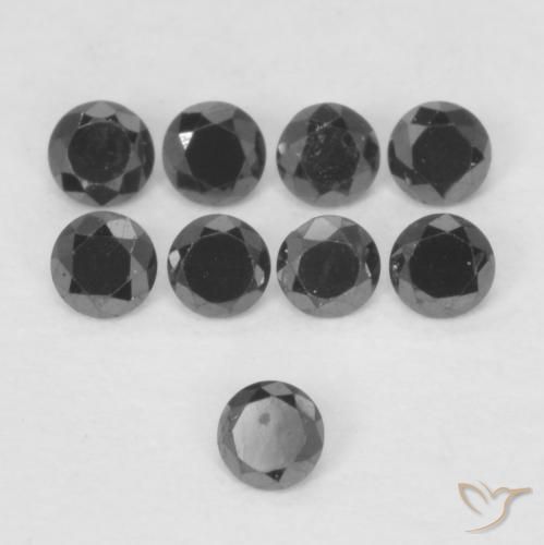 Diamante Negro natural de 0.03 ct, Redondo, Opaco