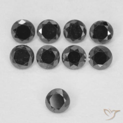 Diamante Negro natural de 0.02 ct, Redondo, Opaco