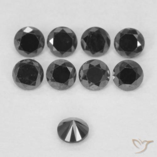 Diamante Negro natural de 0.02 ct, Redondo, Opaco