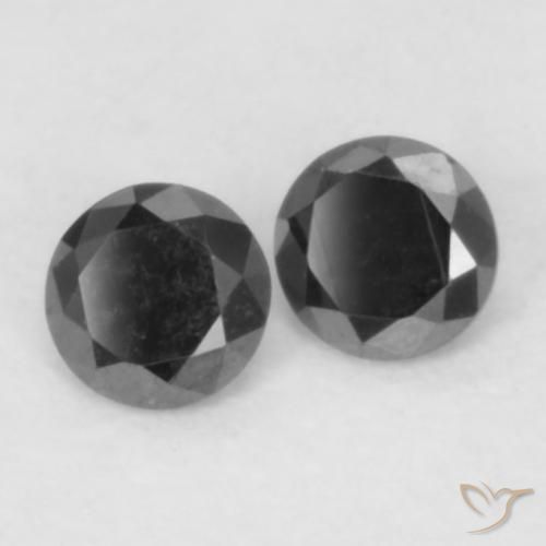 Gemas de Diamante Negro natural de 0.09 ct, Redondo, Opaco
