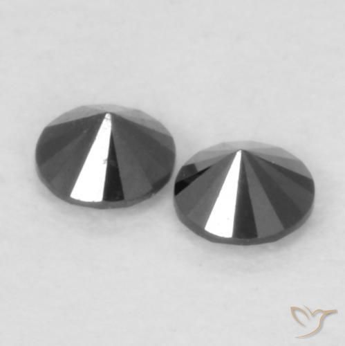 Gemas de Diamante Negro natural de 0.09 ct, Redondo, Opaco