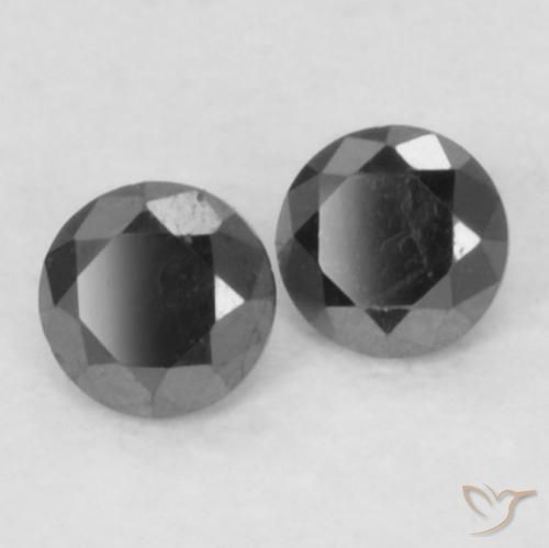 Gemas de Diamante Negro natural de 0.12 ct, Redondo, Opaco