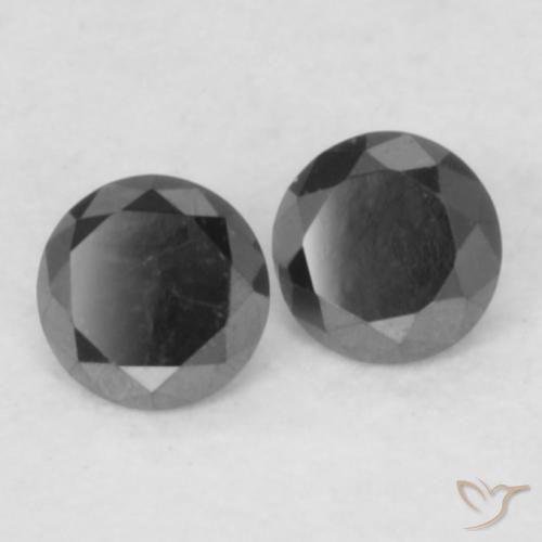 Gemas de Diamante Negro natural de 0.11 ct, Redondo, Opaco