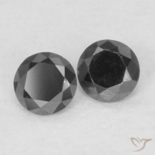 Gemas de Diamante Negro natural de 0.09 ct, Redondo, Opaco