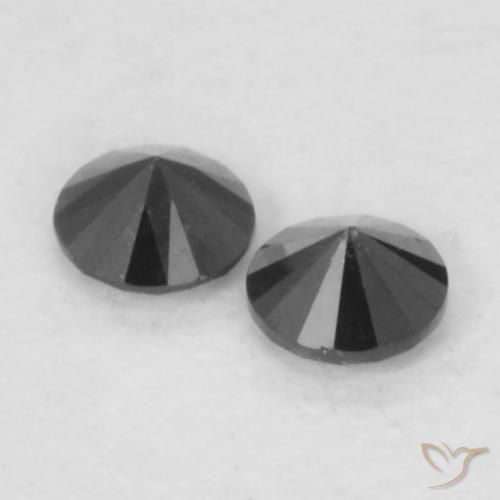 Gemas de Diamante Negro natural de 0.09 ct, Redondo, Opaco