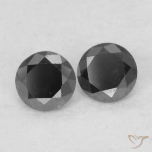Gemas de Diamante Negro natural de 0.09 ct, Redondo, Opaco