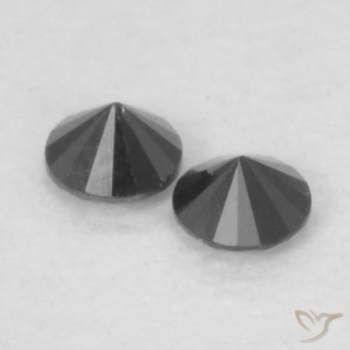 Gemas de Diamante Negro natural de 0.09 ct, Redondo, Opaco